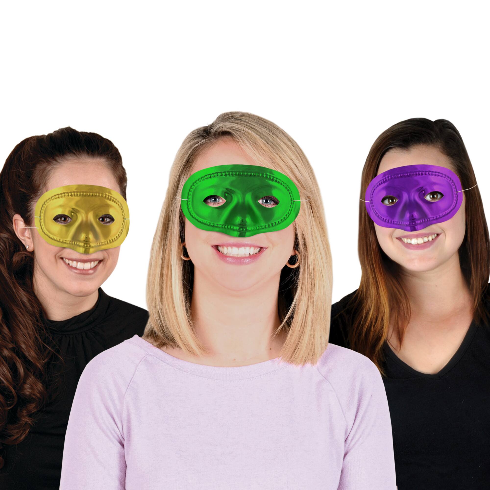 Beistle Gold, Green & Purple Half Masks, 8ct.